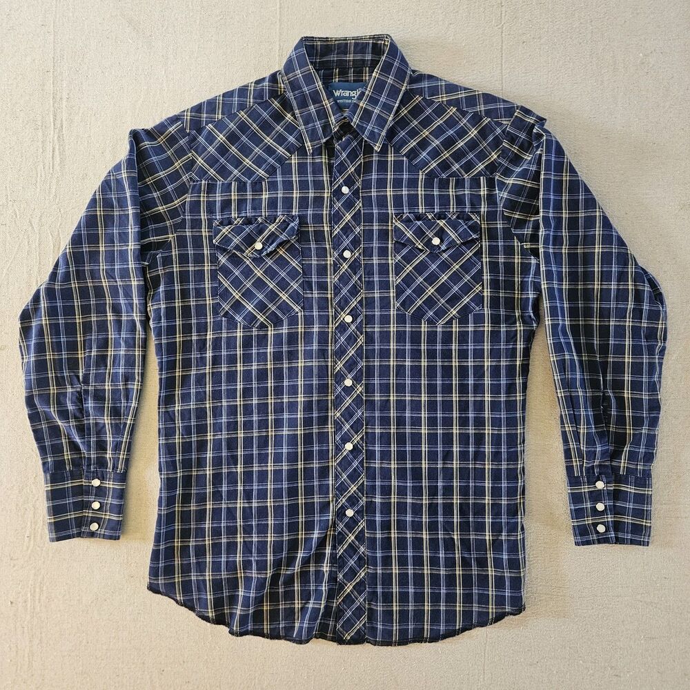 Vintage Wrangler Western Pearl Snap Shirt – Plaid – Long Sleeve